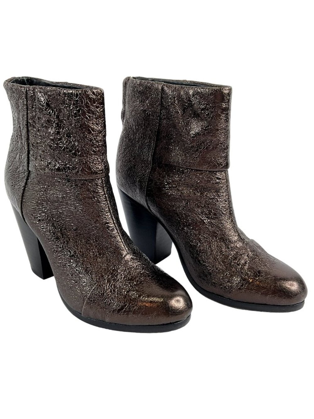 Rag & Bone Boots Womens Sz 38 US 8 Metallic Copper Bootie Leather Zip Back